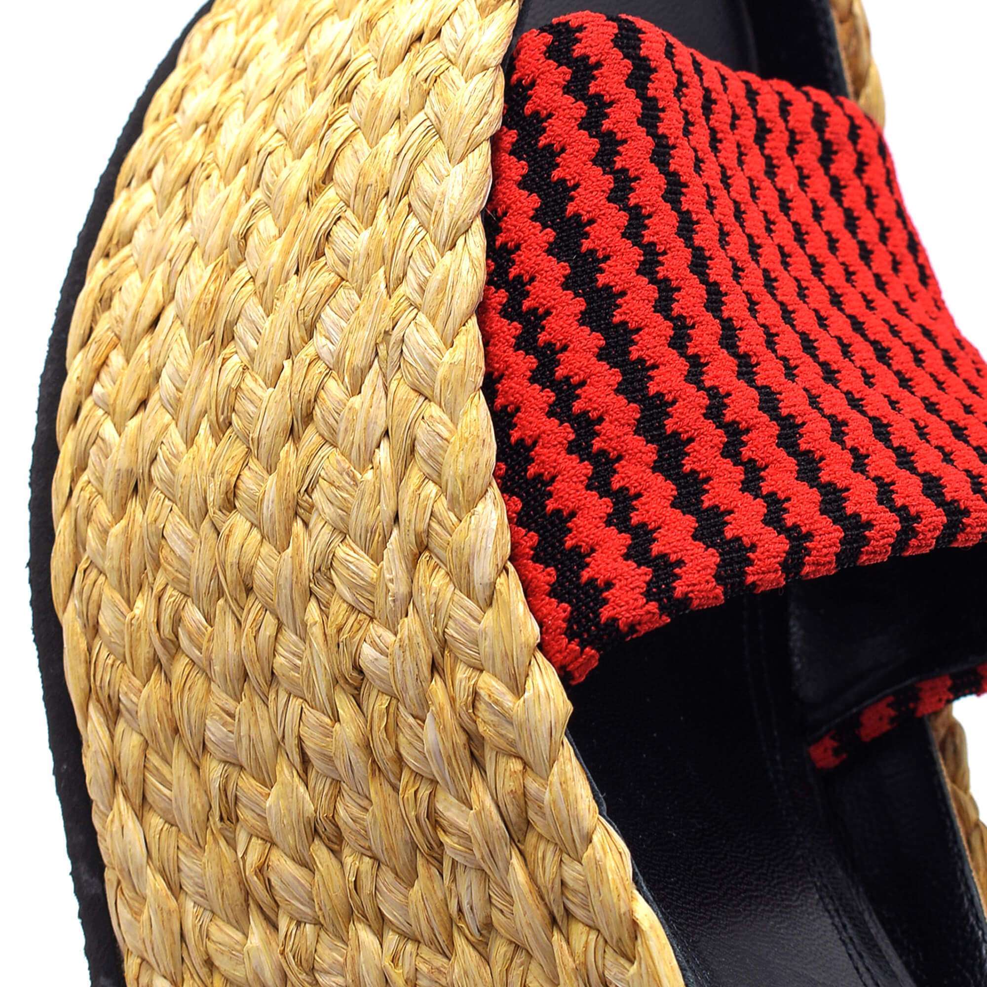 Celine - Red Striped Wicker Platform Sandals